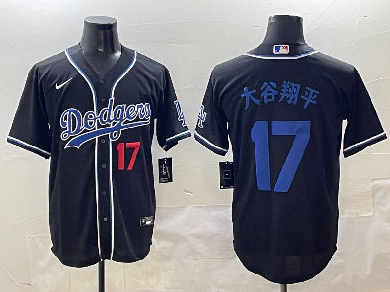 Men 2025 Los Angeles Dodgers #17 Ohtani Black Three generations Fashion Nike MLB Jersey style 3